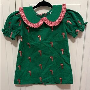 Stitchy Fish 12m Green and Red Candy Cane Christmas dress